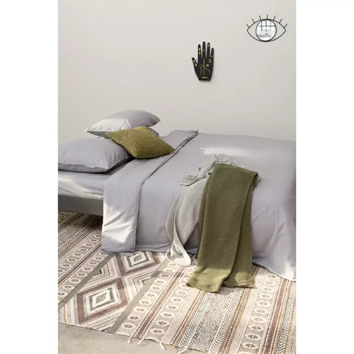 Комплект постельного белья двуспальный серого цвета из органического стираного хлопка из коллекции Essential