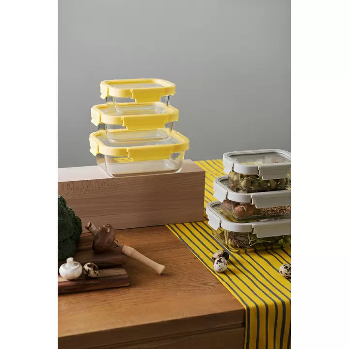 Набор из 3 прямоугольных контейнеров для еды Smart Solutions, желтый