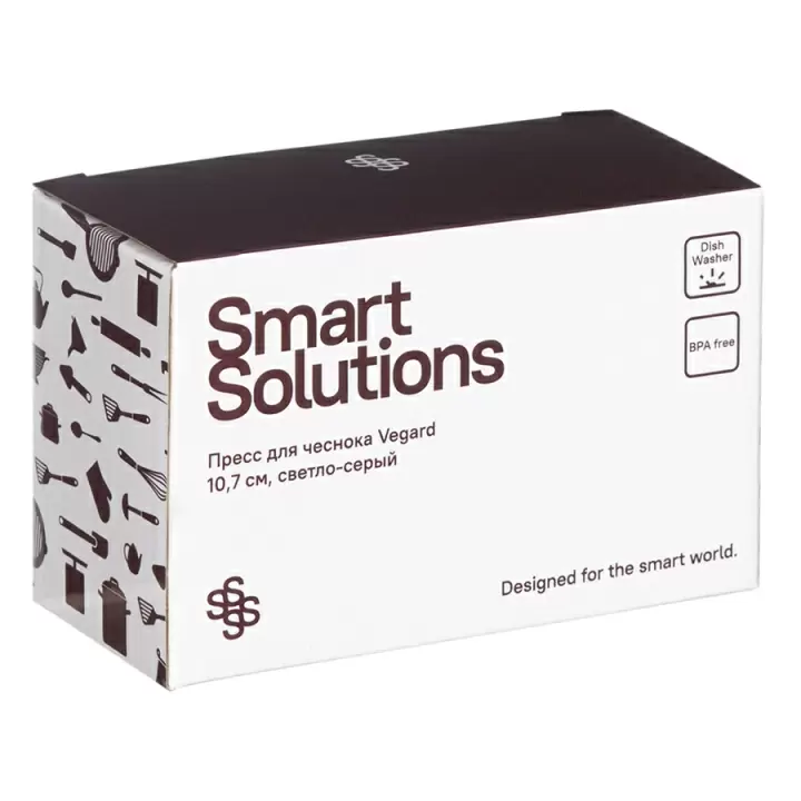 Пресс для чеснока Smart Solutions Vegard, 10,7 см, светло-серый