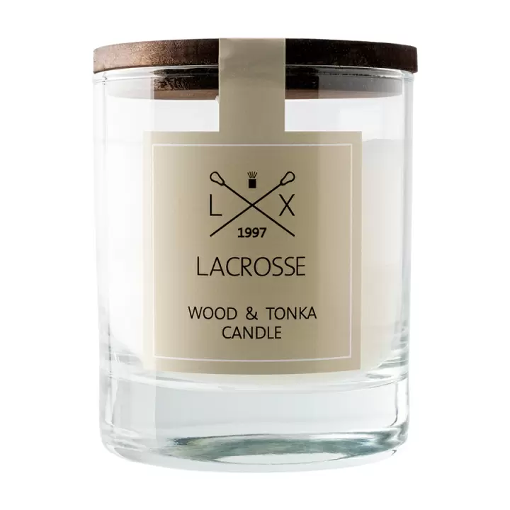 Свеча ароматическая в стекле круглая Ambientair Lacrosse Дерево и тонка, 40 ч