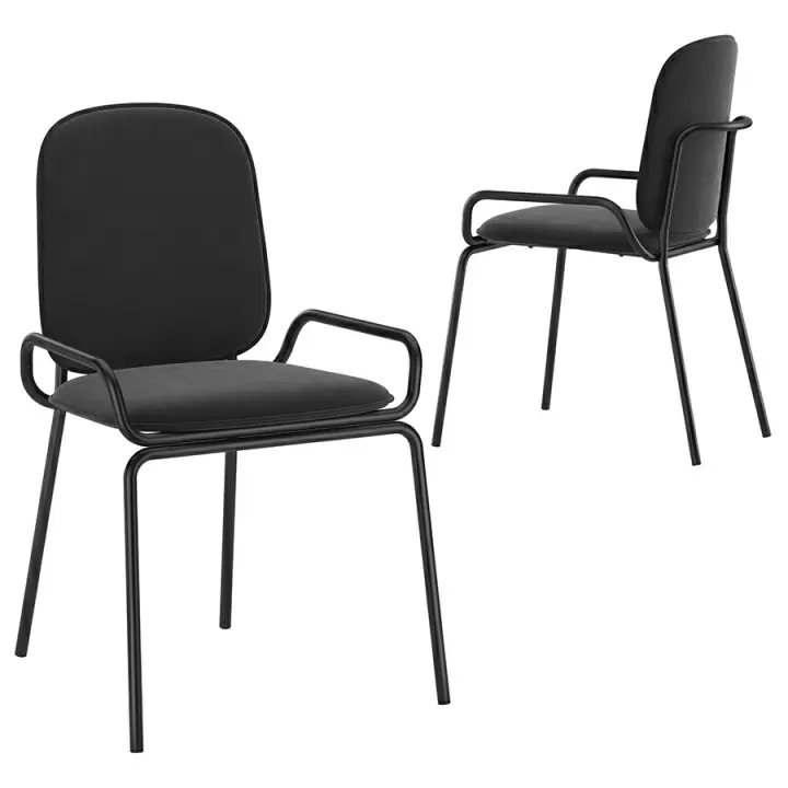 Набор из 2 стульев ror, double frame, велюр, черный /черный