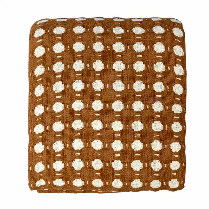 Покрывало из хлопка polka dots карамельного цвета из коллекции essential, 230х250 см