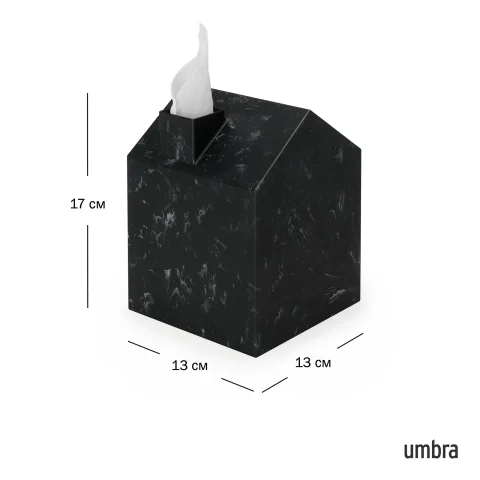 Бокс для салфеток Umbra Casa — декоративный чехол-домик для квадратной коробки, черный
