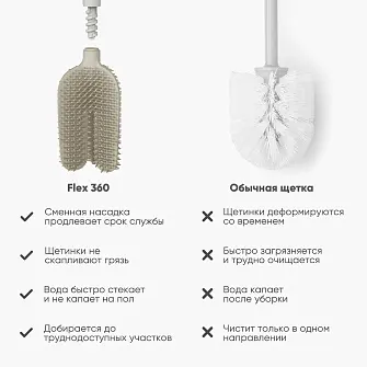 Ершик для туалета Joseph Joseph Flex 360, бежевый