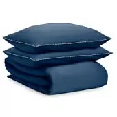 Комплект постельного белья темно-синего цвета с контрастным кантом из коллекции essential, 150х200 см