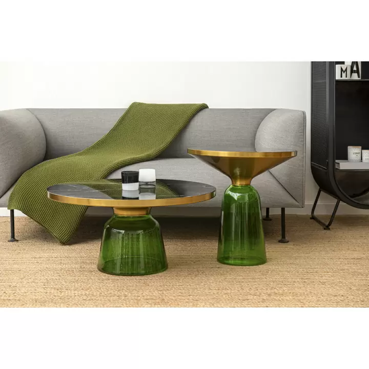 Столик кофейный odd, D75 см, мрамор/зеленый