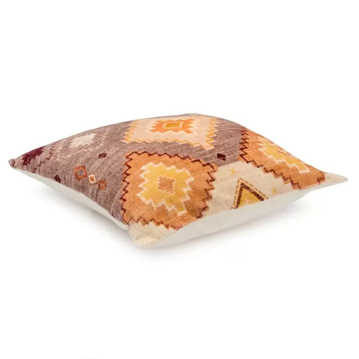 Чехол на подушку из хлопкого бархата с этническим орнаментом цвета лаванды из коллекции ethnic, 45х45 см
