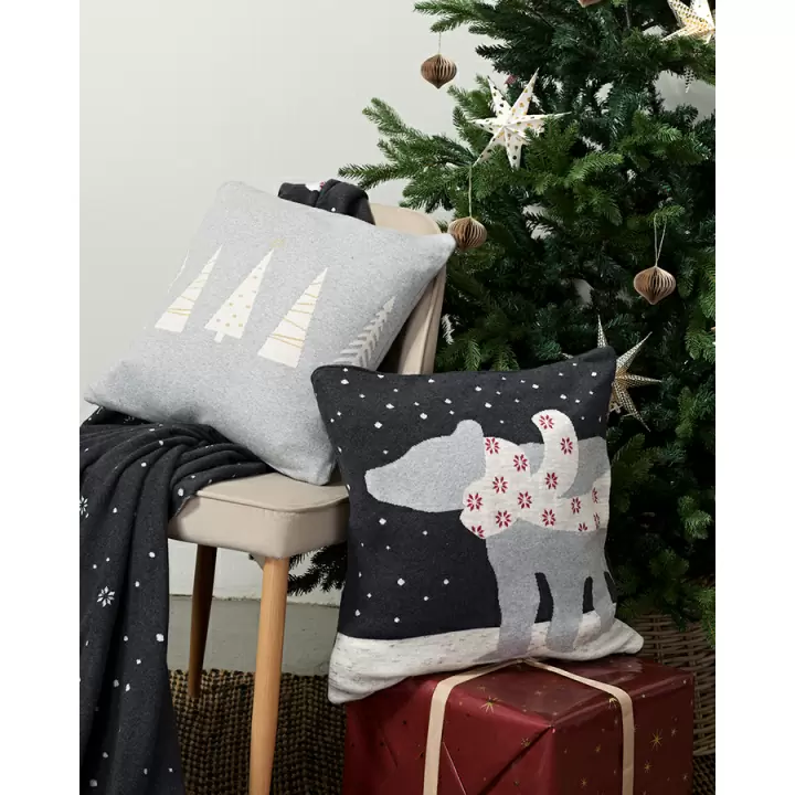 Чехол на подушку вязаный с новогодним рисунком polar bear из коллекции new year essential, 45х45 см