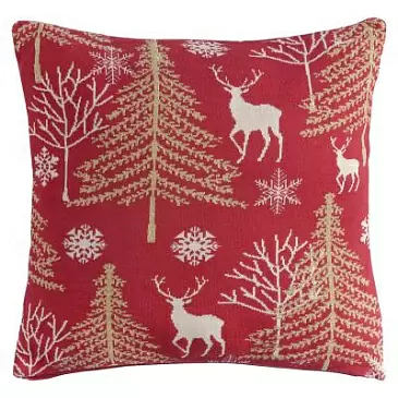 Подушка вязаная с новогодним рисунком Tkano Winter fairytale из коллекции New Year Essential, 45х45 см