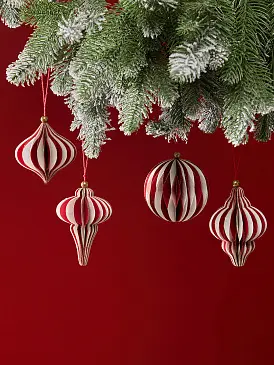 Набор новогодних украшений из бумаги Винтажное Рождество из коллекции new year essential, 4шт.