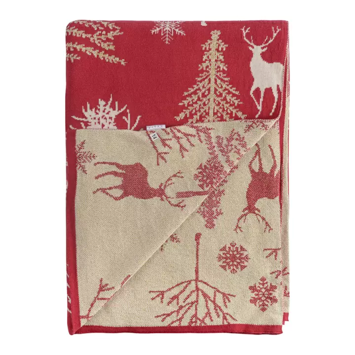 Плед из хлопка с новогодним рисунком Tkano winter fairytale из коллекции new year essential, 130х180 см