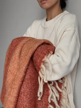 Плед мохеровый over horizon терракотового цвета из коллекции trendy ruffles, 130х180 см