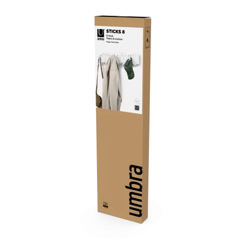 Вешалка настенная Umbra Sticks 8 крючков, белая