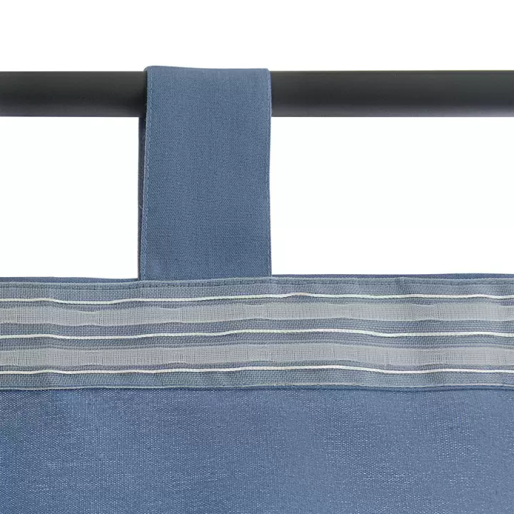 Штора из хлопка с помпонами серо-синего цвета из коллекции essential, 150х290 см