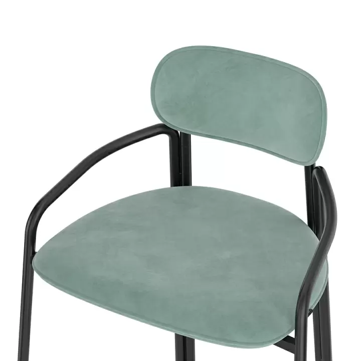 Набор из 2 полубарных стульев ror, round, велюр, черный/светло-бирюзовый