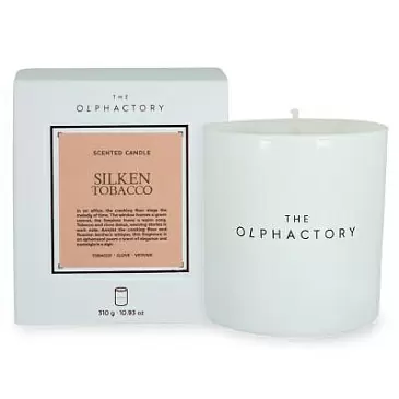 Свеча ароматическая the olphactory, white insignia, silken tobacco, 60 ч
