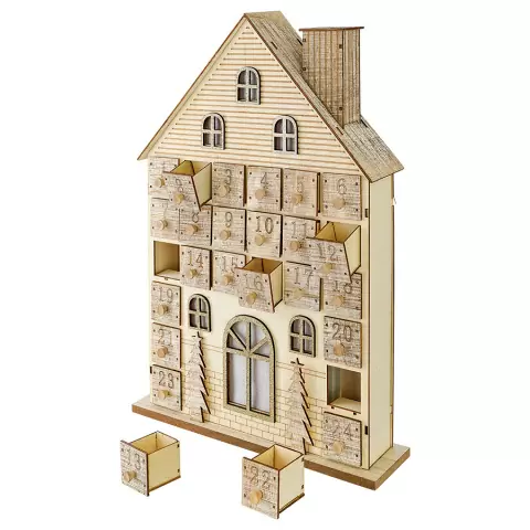 Предпраздничный календарь (адвент-календарь) с подсветкой festive house из коллекции new year essential