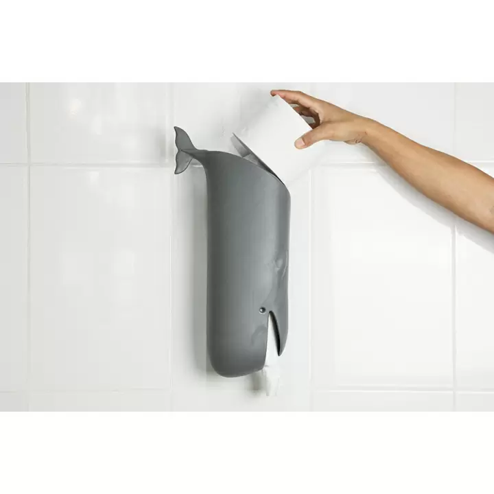 Держатель для пакетов и туалетной бумаги moby whale серый