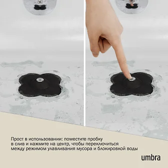 Фильтр-заглушка для слива Umbra Bloom в форме цветка, черный