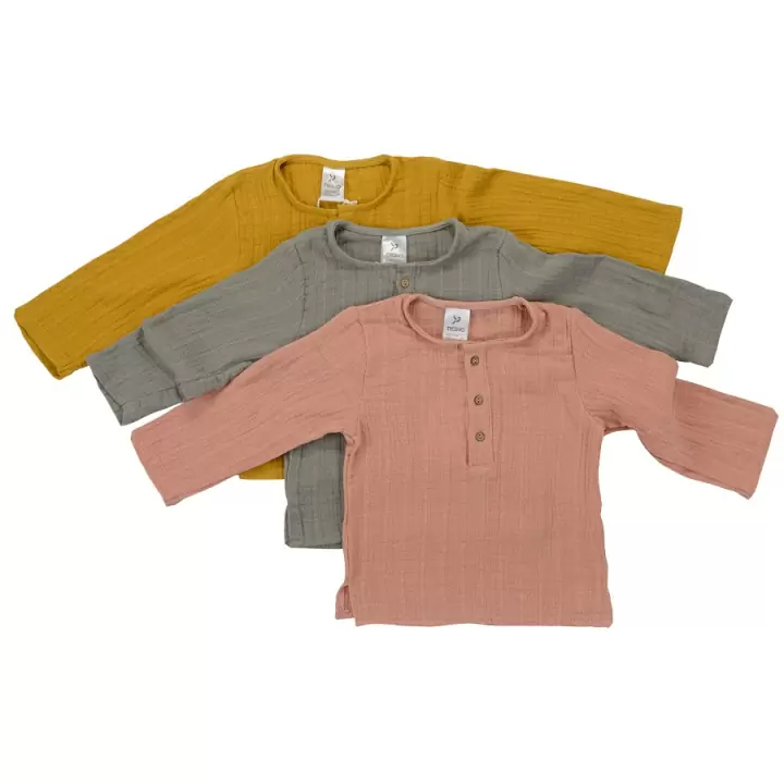Рубашка из хлопкового муслина серого цвета из коллекции essential 3-4y