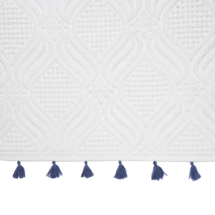 Полотенце для рук белое, с кисточками темно-синего цвета из коллекции essential, 50х90 см