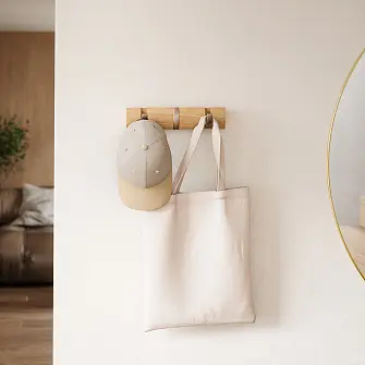 Вешалка настенная flip, 3 крючка, натуральное дерево