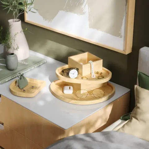 Органайзер‑шкатулка Umbra Cove: 3 яруса, модульная сборка,светлое дерево