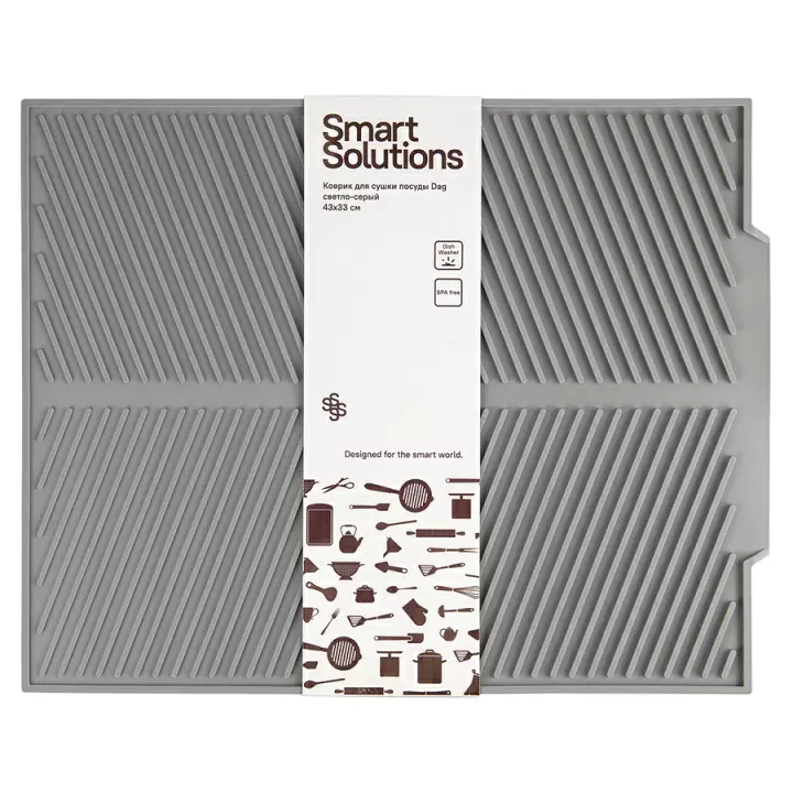 Коврик для сушки посуды Smart Solutions Dag, 43х33 см, светло-серый