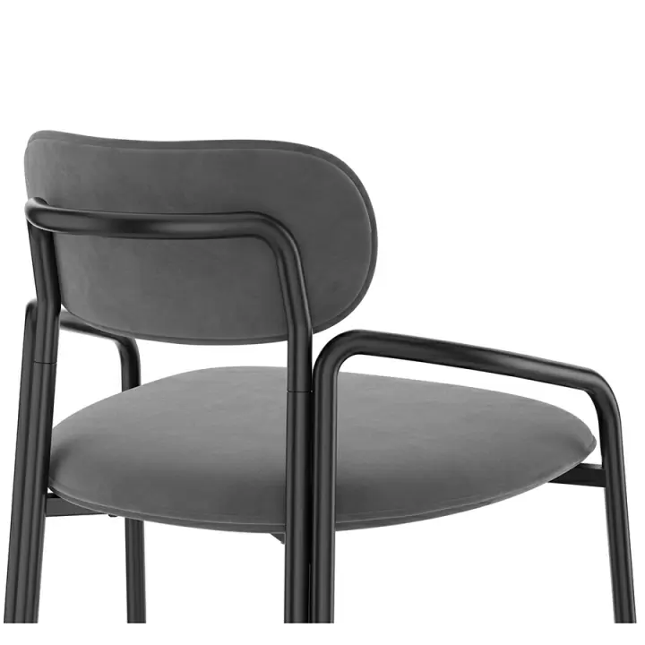 Набор из 2 барных стульев ror, round, велюр, черный/серый