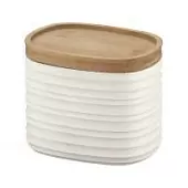 Емкость для хранения с бамбуковой крышкой Guzzini Tierra 500 мл, молочно-белая