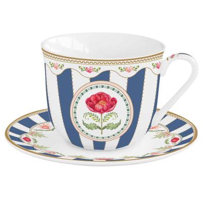 Чашка с блюдцем flowery, 370 мл