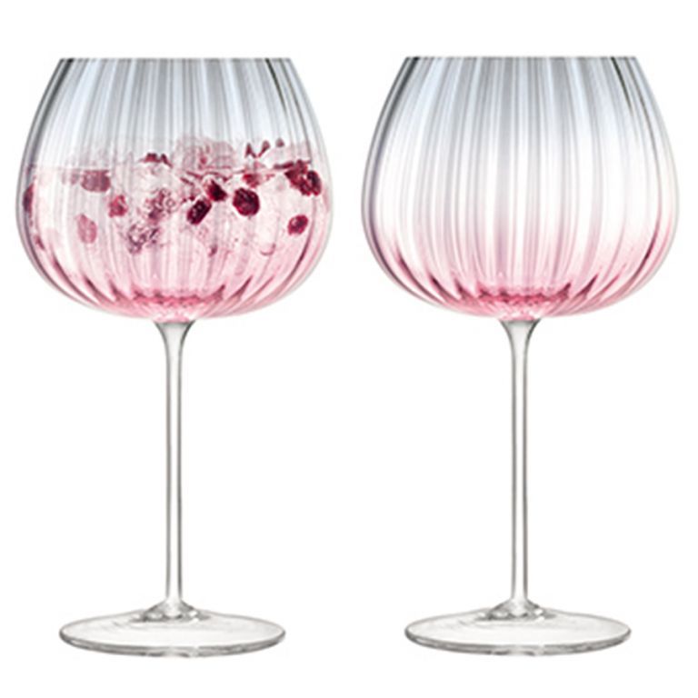 Набор круглых бокалов LSA International Dusk, 2 шт, розовый-серый