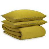 Комплект постельного белья оливкового цвета с контрастным кантом из коллекции essential, 150х200 см