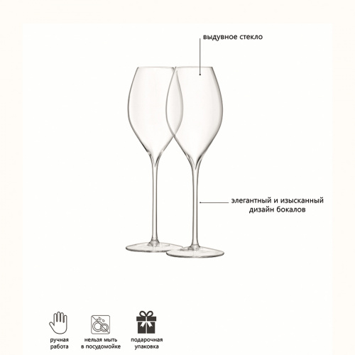 Набор бокалов для просекко LSA International Wine 370 мл, 2 шт