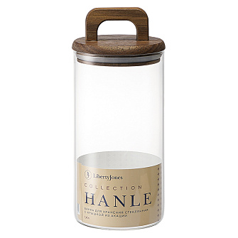 Банка для хранения стеклянная с крышкой из акации hanle, 1,4 л
