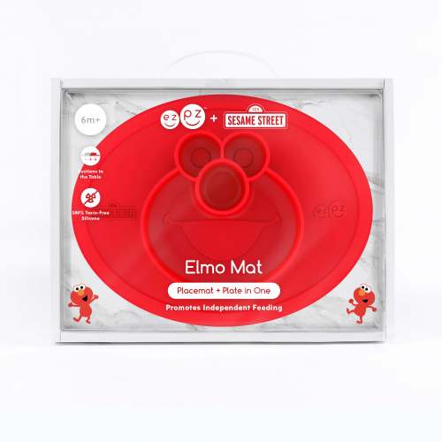 Детская тарелка с ковриком EZPZ Elmo Mat (красный)