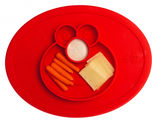 Детская тарелка с ковриком EZPZ Elmo Mat (красный)
