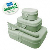 Набор из 3 ланч-боксов и столовых приборов pascal organic зеленый