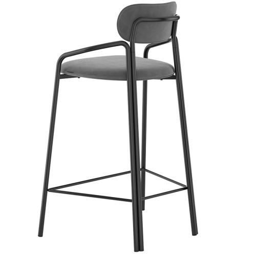 Набор из 2 полубарных стульев ror, round, велюр, черный/серый