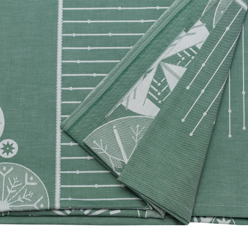 Скатерть из хлопка зеленого цвета с рисунком Tkano Ледяные узоры из коллекции New Year Essential, 180х180 см