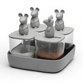 Набор банок для сыпучих продуктов Qualy Lucky Mouse Seasoning, 4 шт