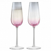 Набор из 2 бокалов-флейт для шампанского Dusk, розовый-серый
