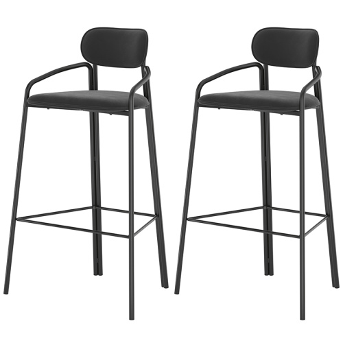 Набор из 2 барных стульев ror, round, велюр, черный/черный