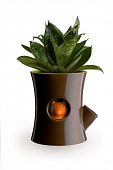 Горшок для цветов с системой дозировки полива Qualy Log&Squirrel, коричневый/зеленый