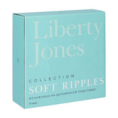 Менажница soft ripples, dual glazing, на деревянной подставке, 4 чаши