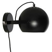 Лампа настенная FRANDSEN ball с подвесом, D18 см, черная матовая, черный шнур