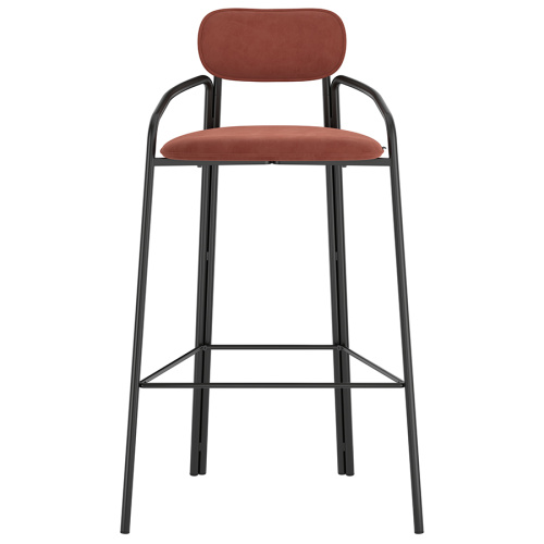 Набор из 2 барных стульев ror, round, велюр, черный/темно-красный