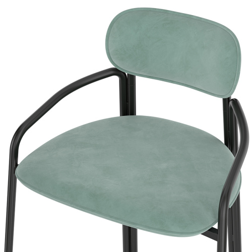 Набор из 2 барных стульев ror, round, велюр, черный/светло-бирюзовый