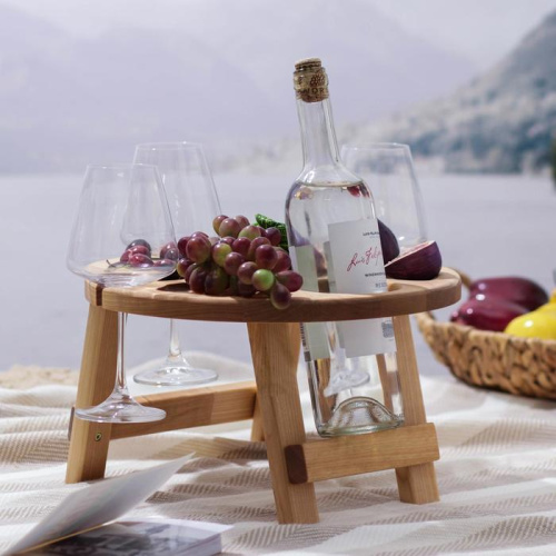 Столик-поднос Adelica для вина и 3 бокалов с менажницей и складными ножками