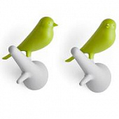 Вешалки настенные Qualy Sparrow 2 шт, белые/зеленые